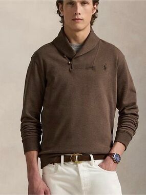 Polo Ralph Lauren Vintage Luxury Jersey Shawl-Collar Pullover Brown